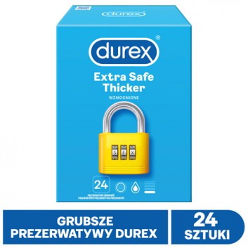 Durex Extra Safe Prezerwatywy grubsze z dodatkową ilością środka nawilżającego, 24 sztuki - obrazek 1 - Apteka internetowa Melissa